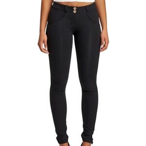 Freddy Womens S/4 WRUP Mid Rise Full Length Skinny Pants in Black NWT